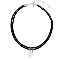 Læderhalskæde med sølvdetaljer