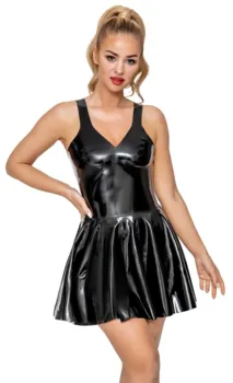 Latexkjole med vidde set forfra