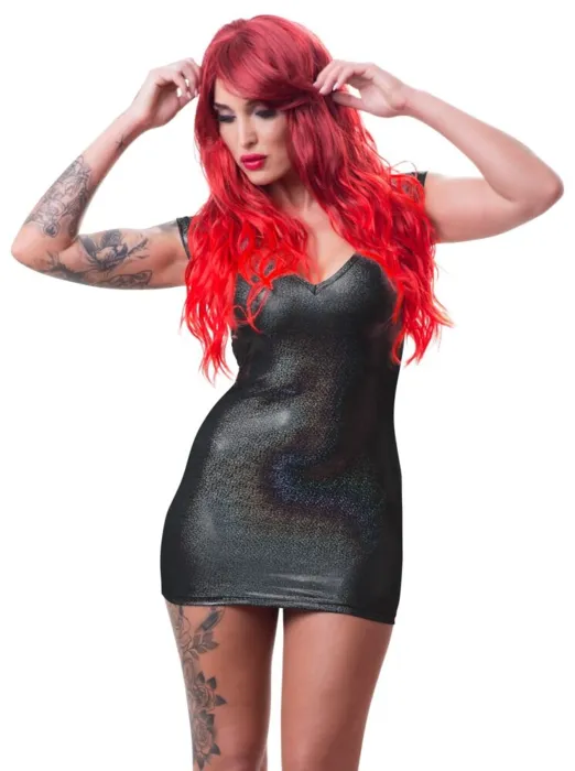 Flot lang rød paryk