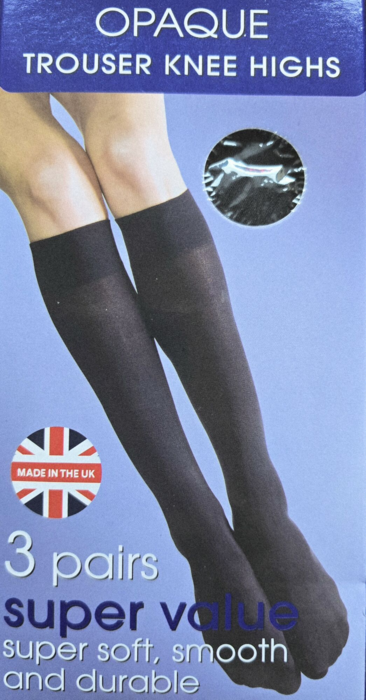 Knælange sorte strømper, str. one size