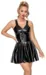Latexkjole med vidde set forfra