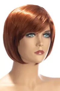 Kort paryk med rødt hår